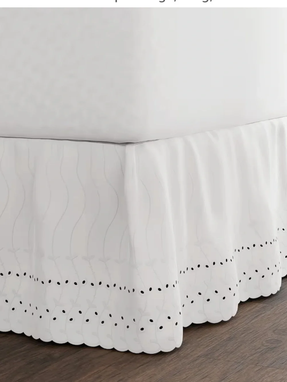 WHITE Eyelet Bed Skirt 14” Drop - KING